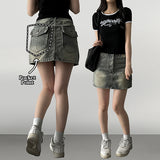 Nizu washing snap pocket denim miniskirt