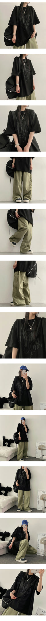 Redile Slits Wide Nylon Pants