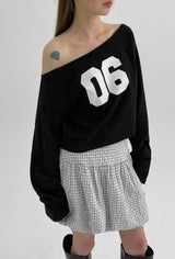 [MADE] Ferryty Boat Neck Printing Crop Long Sleeve T-shirt