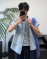 Salt Two-Pocket Washed Denim Short Sleeve Shirt