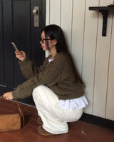 [ORIGINAL] Sand Color Heavy Knit Cardigan