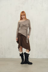 st stud skirt (brown)
