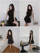 black rose frill halter neck skirt two-piece