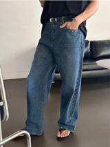 [Unisex]スタッドワイドデニムパンツ