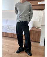 [Unisex] ハンドコーティングワイドデニムパンツ