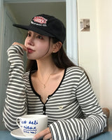 [MADE] Wow, ストライプUネック半袖Tシャツ