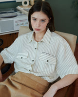 STRIPE POCKET SHIRT [IVORY]