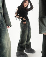  Line Up Snow Washed Baggy Jeans