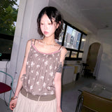 (2color) Ditsy Flower Lace Shirring Sleeveless Top