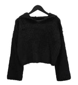Angora Fur Crop Hooded Sweatshirt