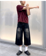 Men's Cotton Short Sleeve Crop Tee Burgundy