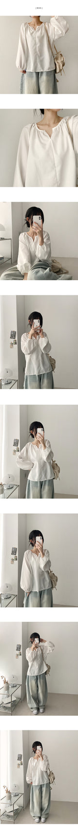Innocent Mood Shirring Ribbon Loose Fit Wrap Blouse