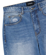 BACK LOGO WASHED DENIM PANT