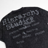 HIERARCHY STUDIOS TYPEWRITER - ウォッシュドブラックタイプライターロゴワイドTシャツ