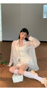Lily frill shirring lace skirt