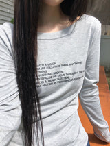 Mre Boat-Neck Lettering Long-Sleeve T-Shirt