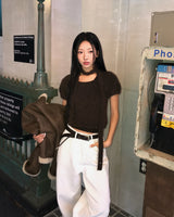 [ORIGINAL] HOLLY TIE SHORT-SLEEVE KNITTED SET