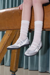Nudge Strap Flat Shoes - Silver