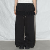 Frill Lace Button Sweatpants (Black) F25QD899
