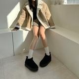 (COW LEATHER🤎🐑🐄) ダルメシアンアグ4㎝プラットフォームショートブーツ
