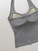 Basic Halter Neck Ribbed Bra Top