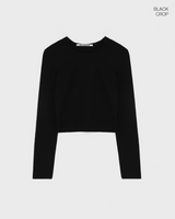 [B-BASIC] ベーシックコットンモーダル長袖Tシャツ - クロップ