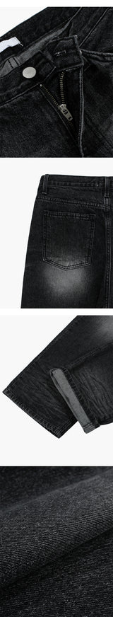 [XS-L] ブラックウォッシングエンボワイドパンツ