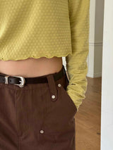 Wave textured crop t-shirts(3color)