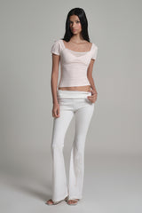 Lace tea bootscut pants, White