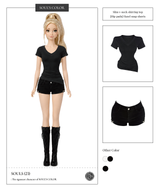 Slim v-neck shirring top (2color)