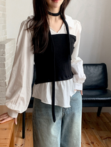 #BYレイヤードビスチェ＆シャツ+ストラップセット (2color)
