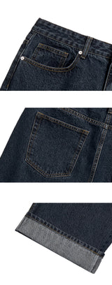 ベーシックデニムパンツ (dark blue)