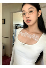Square Lace Line Long Sleeve T-Shirt