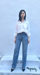 4TH REORDER LOOSE STRAIGHT FIT BLUE DENIM PANTS code 18100