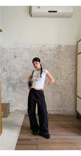 Lace nylon pocket strap cargo pants