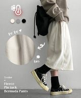 Chisen High density fleece side pintuck Bermuda pants