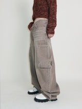 Square pocket balloon fit corduroy pants