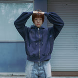 ガーメントダイ フード付きジップアップ / ピグメントブラック