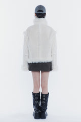 LUNA BELTED SHEARLING JACKET cream