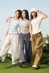 フローラルパッチプリーツスリムTシャツ