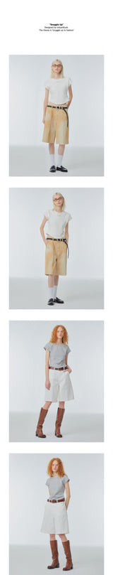 Wide-leg denim bermuda shorts
