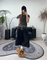 Tora Denim Tape Crop Top
