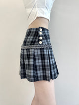 ウールレースチェックプリーツミニスカート