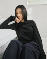 Waffle Cotton Blend Hoodie [Black]