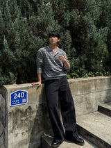 Cut line reverse denim pants