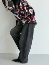 Argyle brush round knit(2color)