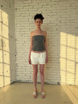 "That's neat – Vintage Relaxed-Fit Double-Breasted Knit Tube Top (Grey)