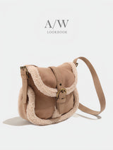 Suede Leather Fleece Poggle Bag Belted Women's Shoulder Bag Fleece Bag