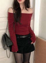 Romantic Warm Off Shoulder Raglan T-Shirt (4color)