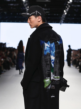 Black Wool Printed  Coat